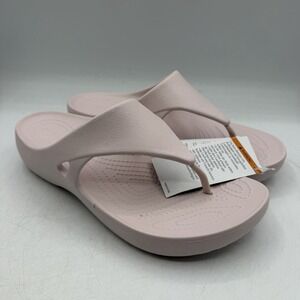 Crocs Kadee Wedge Flip Flops Womens Sz 7 Barely Pale Pink Thong Sandals NWT